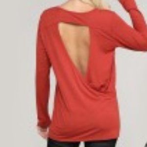 Rust color long sleeve cut out back top